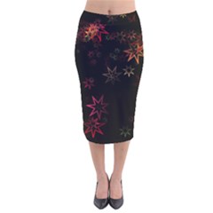 Christmas Background Motif Star Velvet Midi Pencil Skirt by Amaryn4rt