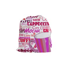 Coffee Cup Lettering Coffee Cup Drawstring Pouches (medium)  by Amaryn4rt