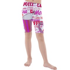 Coffee Cup Lettering Coffee Cup Kids  Mid Length Swim Shorts by Amaryn4rt