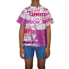 Coffee Cup Lettering Coffee Cup Kids  Short Sleeve Swimwear by Amaryn4rt