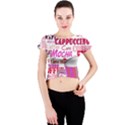 Coffee Cup Lettering Coffee Cup Crew Neck Crop Top View1