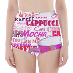 Coffee Cup Lettering Coffee Cup High-waisted Bikini Bottoms by Amaryn4rt