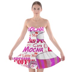 Coffee Cup Lettering Coffee Cup Strapless Bra Top Dress by Amaryn4rt