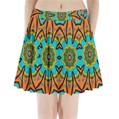 Color Abstract Pattern Structure Pleated Mini Skirt