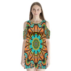 Color Abstract Pattern Structure Shoulder Cutout Velvet  One Piece