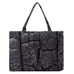 Coal Charred Tree Pore Black Medium Zipper Tote Bag