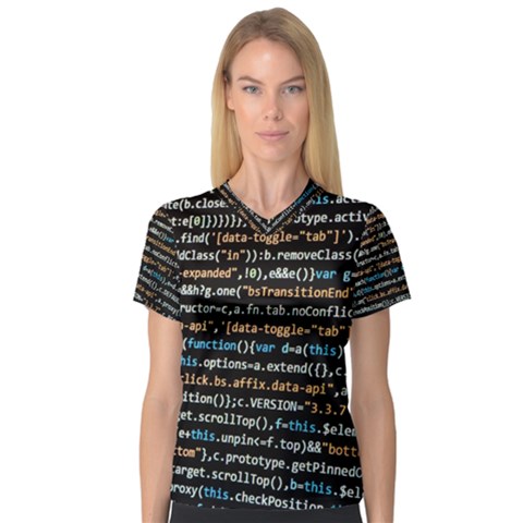 Close Up Code Coding Computer Women s V-neck Sport Mesh Tee by Amaryn4rt