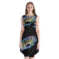 Flower Pattern Design Abstract Background Sleeveless Chiffon Dress  