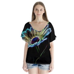 Flower Pattern Design Abstract Background Flutter Sleeve Top