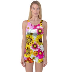 Flowers Blossom Bloom Nature Plant One Piece Boyleg Swimsuit by Amaryn4rt