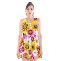 Flowers Blossom Bloom Nature Plant Scoop Neck Skater Dress by Amaryn4rt