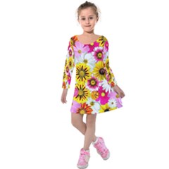 Flowers Blossom Bloom Nature Plant Kids  Long Sleeve Velvet Dress by Amaryn4rt