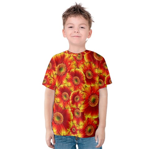 Gerbera Flowers Blossom Bloom Kids  Cotton Tee by Amaryn4rt