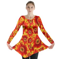 Gerbera Flowers Blossom Bloom Long Sleeve Tunic  by Amaryn4rt