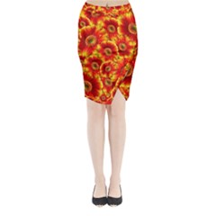 Gerbera Flowers Blossom Bloom Midi Wrap Pencil Skirt