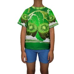 Kiwi Fruit Vitamins Healthy Cut Kids  Short Sleeve Swimwear by Amaryn4rt