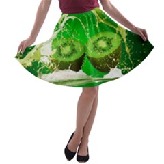 Kiwi Fruit Vitamins Healthy Cut A-line Skater Skirt by Amaryn4rt