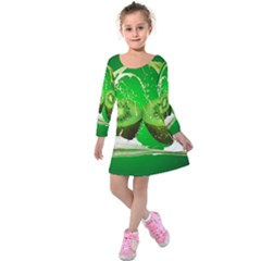 Kiwi Fruit Vitamins Healthy Cut Kids  Long Sleeve Velvet Dress by Amaryn4rt