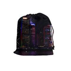 Hong Kong China Asia Skyscraper Drawstring Pouches (large)  by Amaryn4rt