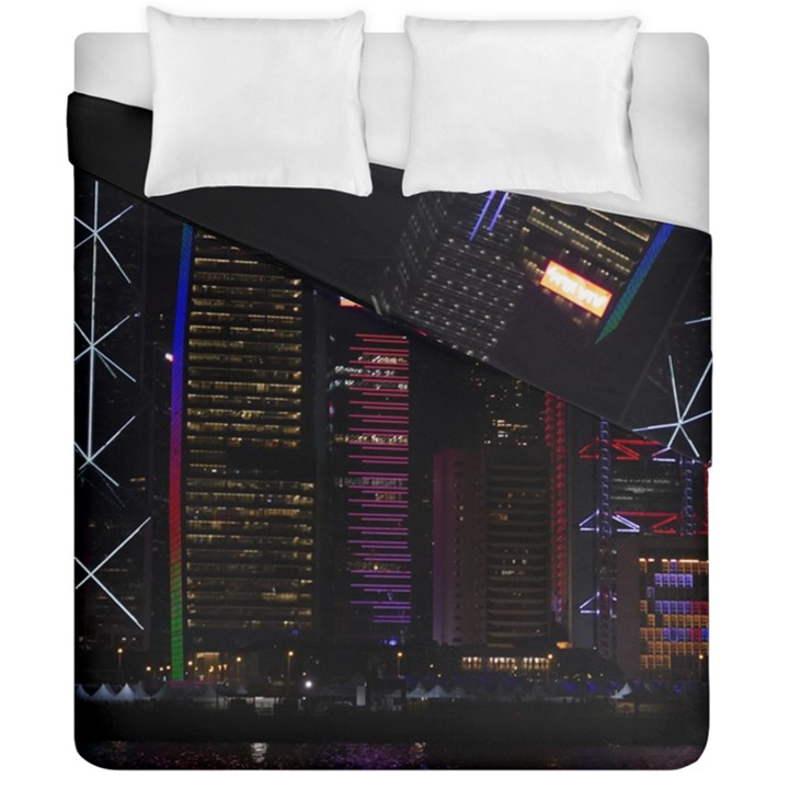 Hong Kong China Asia Skyscraper Duvet Cover Double Side (California King Size)