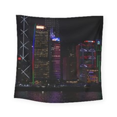 Hong Kong China Asia Skyscraper Square Tapestry (small) by Amaryn4rt