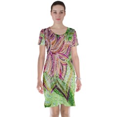 Colorful Design Acrylic Short Sleeve Nightdress