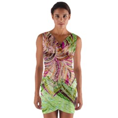 Colorful Design Acrylic Wrap Front Bodycon Dress