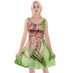 Colorful Design Acrylic Reversible Velvet Sleeveless Dress