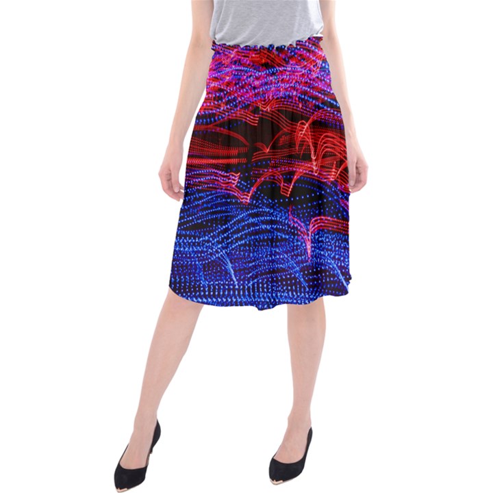 Lights Abstract Curves Long Exposure Midi Beach Skirt