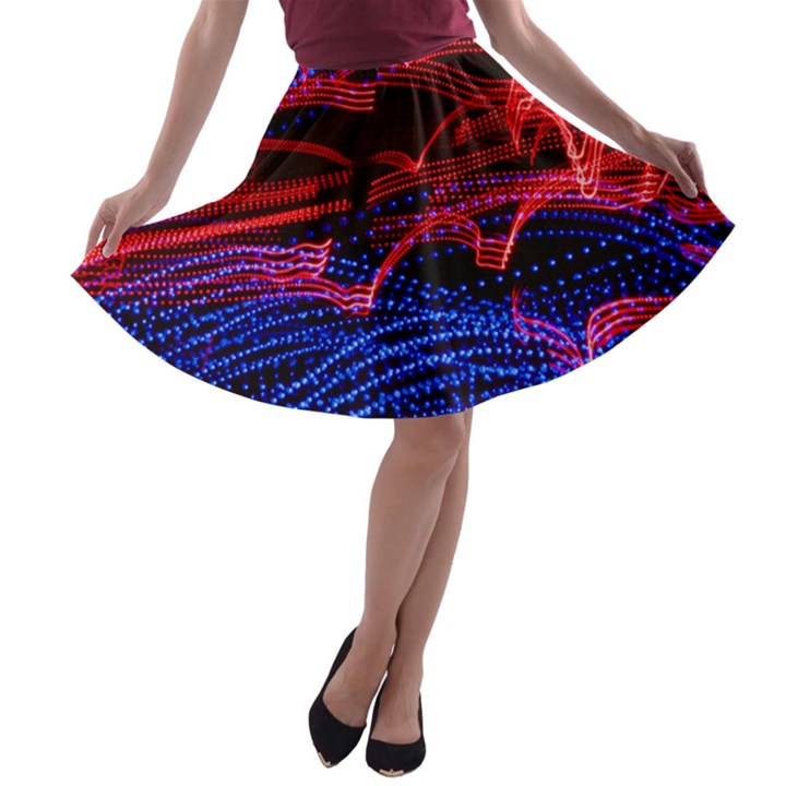 Lights Abstract Curves Long Exposure A-line Skater Skirt