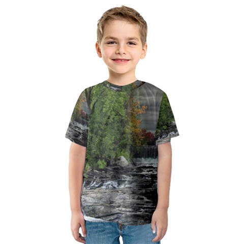 Landscape Summer Fall Colors Mill Kids  Sport Mesh Tee by Amaryn4rt