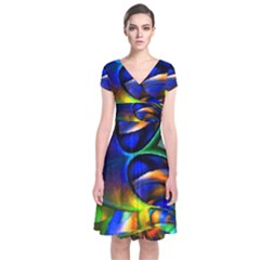 Light Texture Abstract Background Short Sleeve Front Wrap Dress by Amaryn4rt