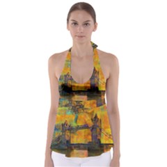 London Tower Abstract Bridge Babydoll Tankini Top