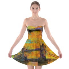 London Tower Abstract Bridge Strapless Bra Top Dress by Amaryn4rt