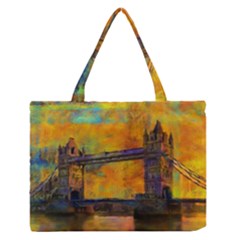 London Tower Abstract Bridge Medium Zipper Tote Bag