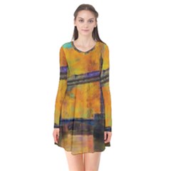 London Tower Abstract Bridge Flare Dress