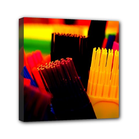 Plastic Brush Color Yellow Red Mini Canvas 6  X 6  by Amaryn4rt