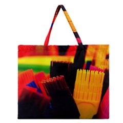 Plastic Brush Color Yellow Red Zipper Large Tote Bag