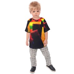 Plastic Brush Color Yellow Red Kids  Raglan Tee