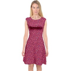 Pop Art Crimson Croc Skin Capsleeve Midi Dress