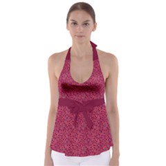 Pop Art Crimson Croc Skin Babydoll Tankini Top