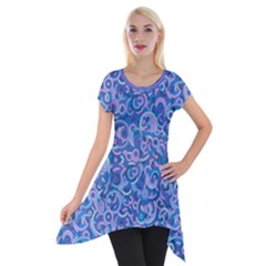 Psychedelic Purple Pop Art Short Sleeve Side Drop Tunic by WarduckDesign