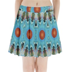 Pattern Blue Brown Background Pleated Mini Skirt