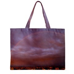 Rain Rainbow Pink Clouds Zipper Mini Tote Bag by Amaryn4rt