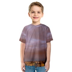 Rain Rainbow Pink Clouds Kids  Sport Mesh Tee