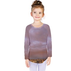 Rain Rainbow Pink Clouds Kids  Long Sleeve Tee