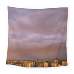 Rain Rainbow Pink Clouds Square Tapestry (large) by Amaryn4rt