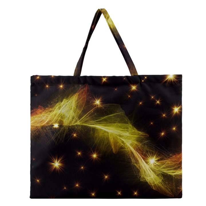 Particles Vibration Line Wave Zipper Large Tote Bag