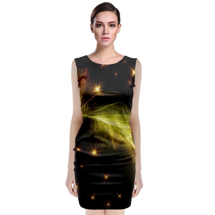 Particles Vibration Line Wave Classic Sleeveless Midi Dress