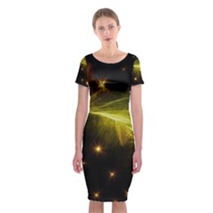 Particles Vibration Line Wave Classic Short Sleeve Midi Dress